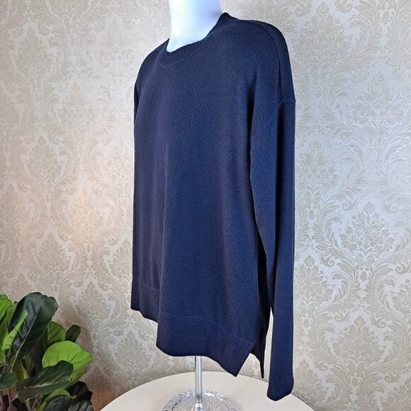 Lucky Brand Size Medium Black/Navy Blue Crew Neck Sweater Long Sleeve EUC - Picture 4 of 12